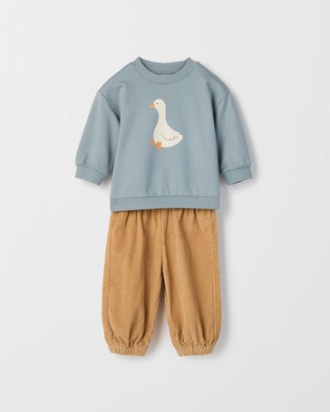 Baby Organic Cotton Fleece Sweater & Soft Cord Pants 2 Piece Set