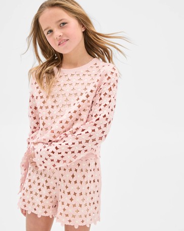 Long Sleeve Crochet Knit Top