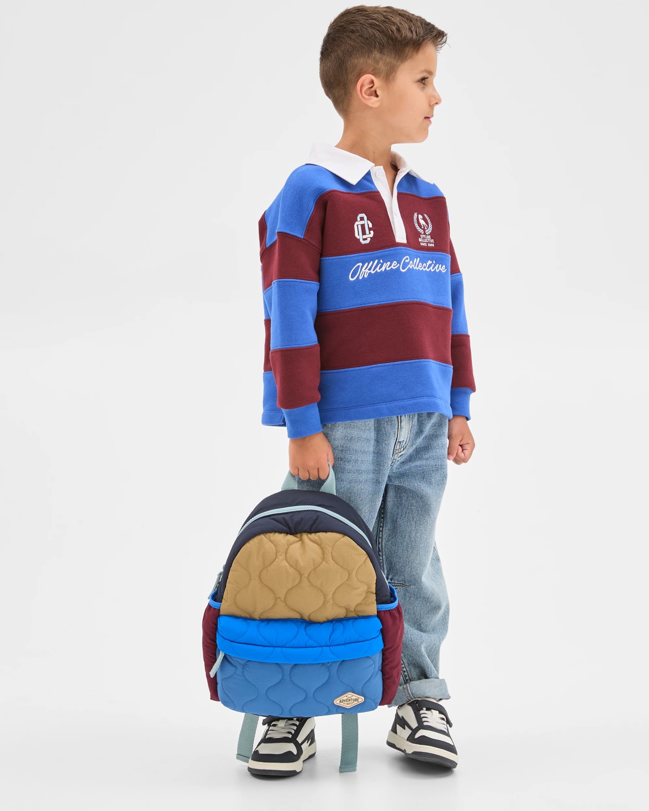 Australian Cotton Blend Heavyweight Oversized Rugby Jumper - Blue 3 of 5