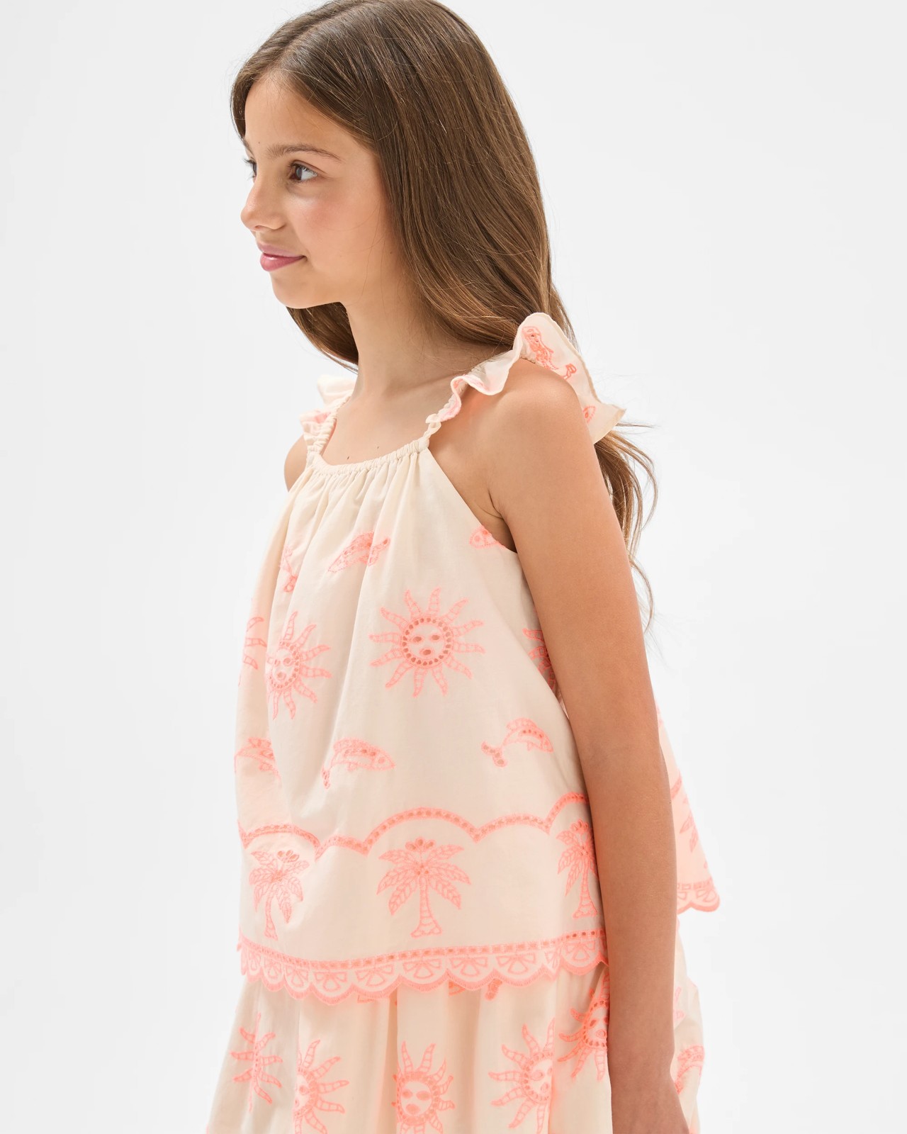 Cotton Sleeveless Embroidered Woven Tank Top - Multi 3 of 6
