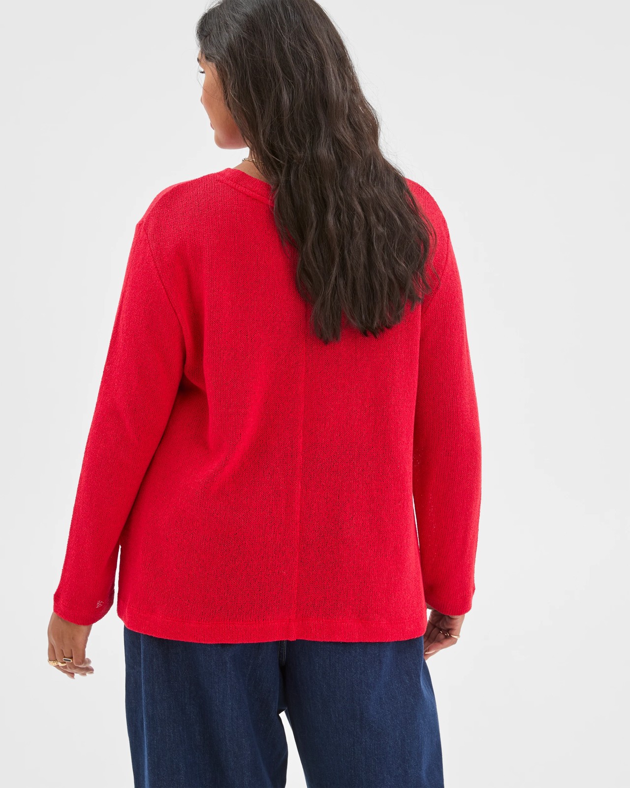 Plus Size Australian Cotton Blend Textured Jumper - True Red 5 of 5