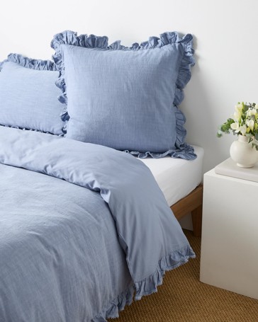 Kiara Australian Cotton Textured Stonewash Ruffle European Pillowcase