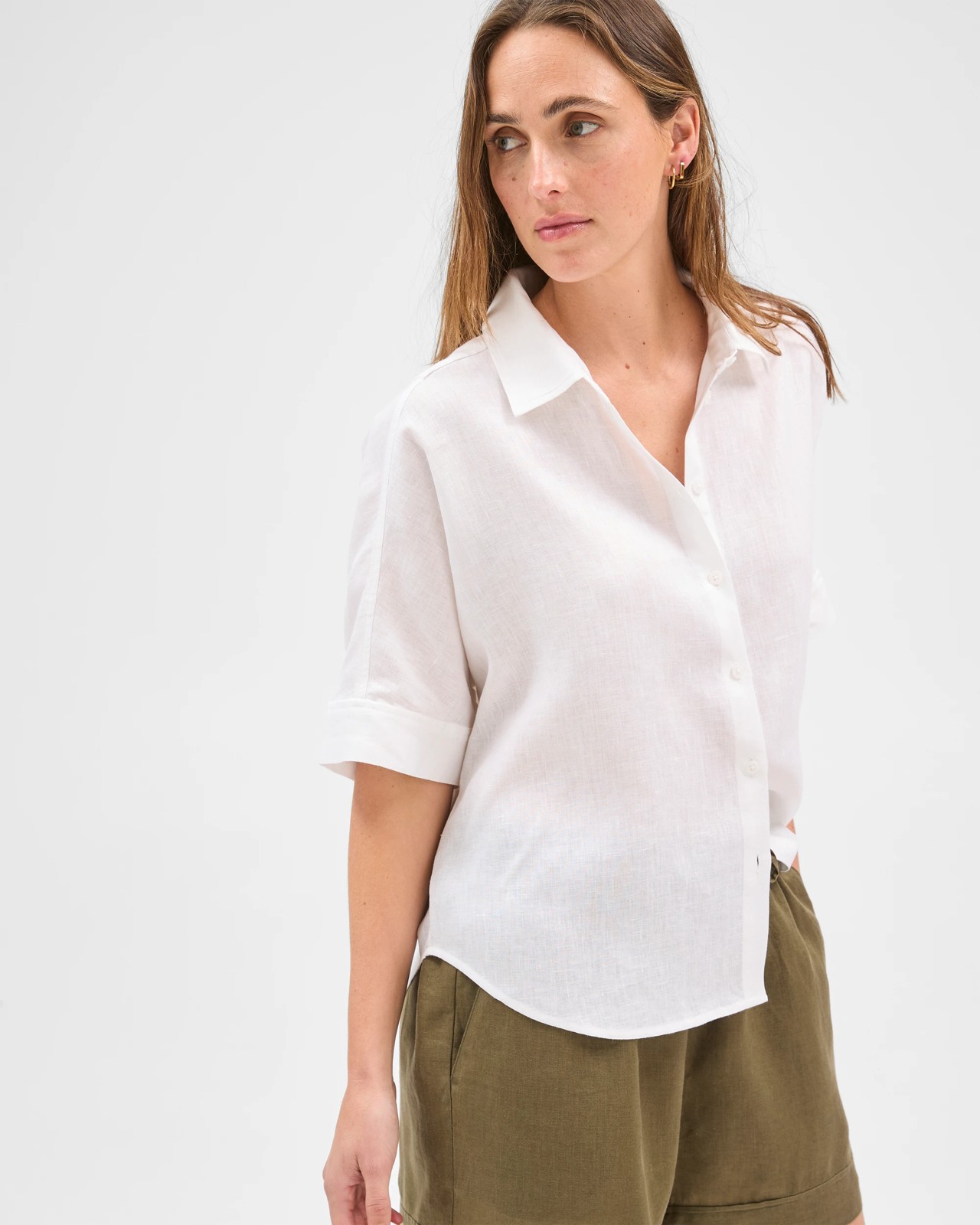 European Linen Short Sleeve Shirt - White 2 of 6