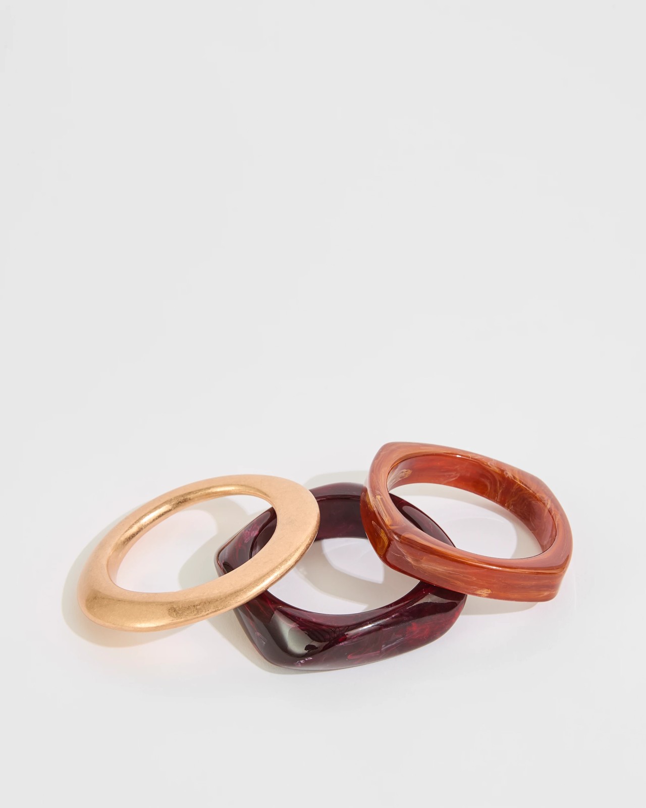 3 Pack Mixed Chunky Bangle Set - Tortoiseshell 2 of 2