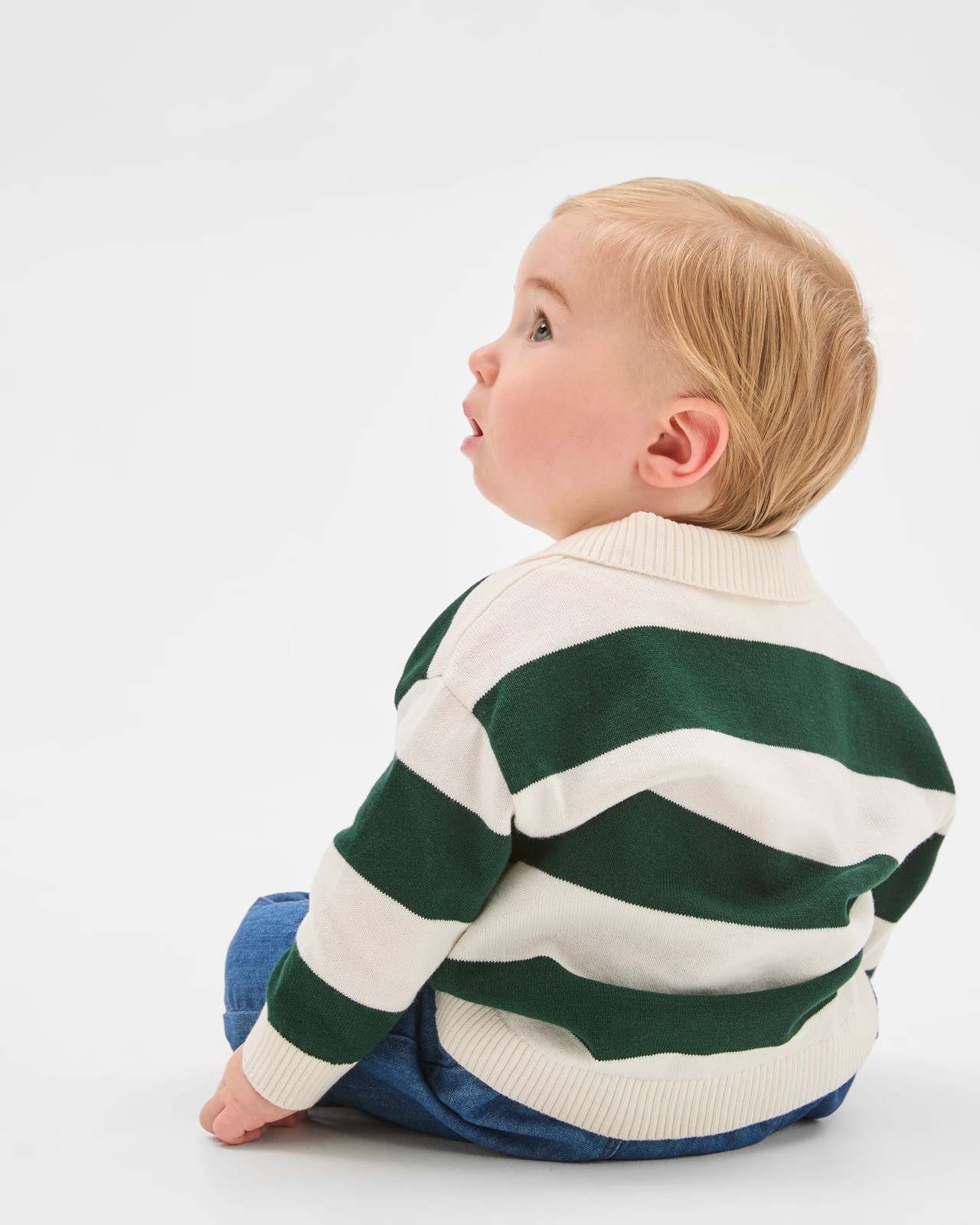 Baby Organic Cotton Knit Polo Top & Denim Pants Set 4 of 5