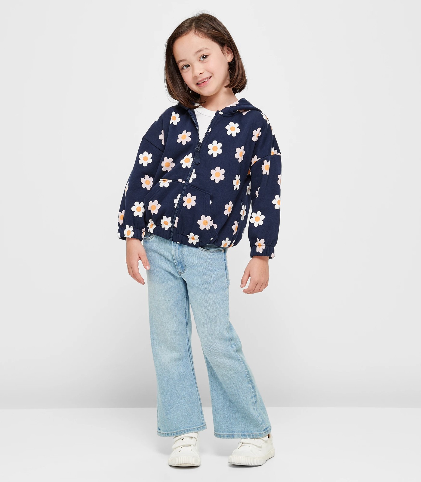 Print Zip Thru Hoodie - Navy Blue Daisy | Target Australia