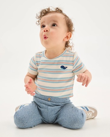 Baby Organic Cotton Ribbed Bodysuit and Leggings Set
