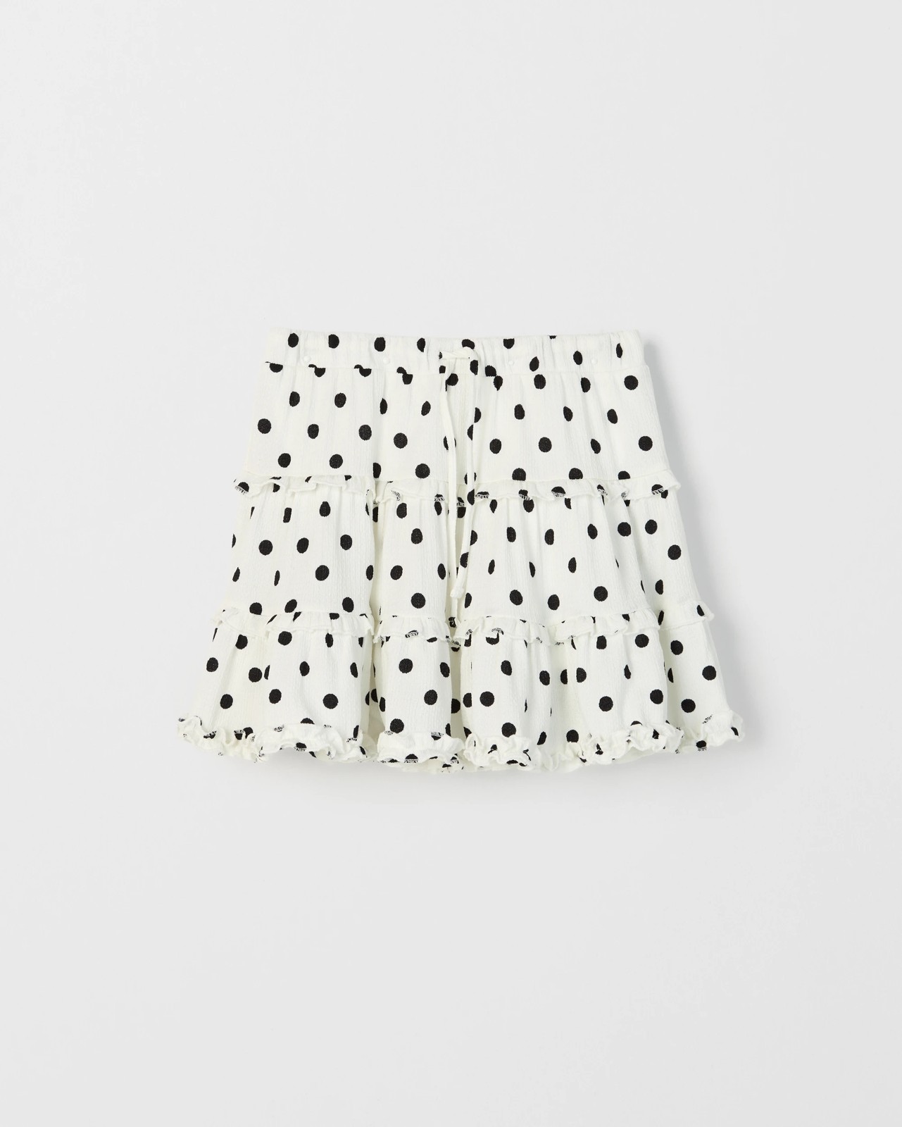 A-Line Short Length Textured Knit Skort - Cream Black Spot 5 of 6