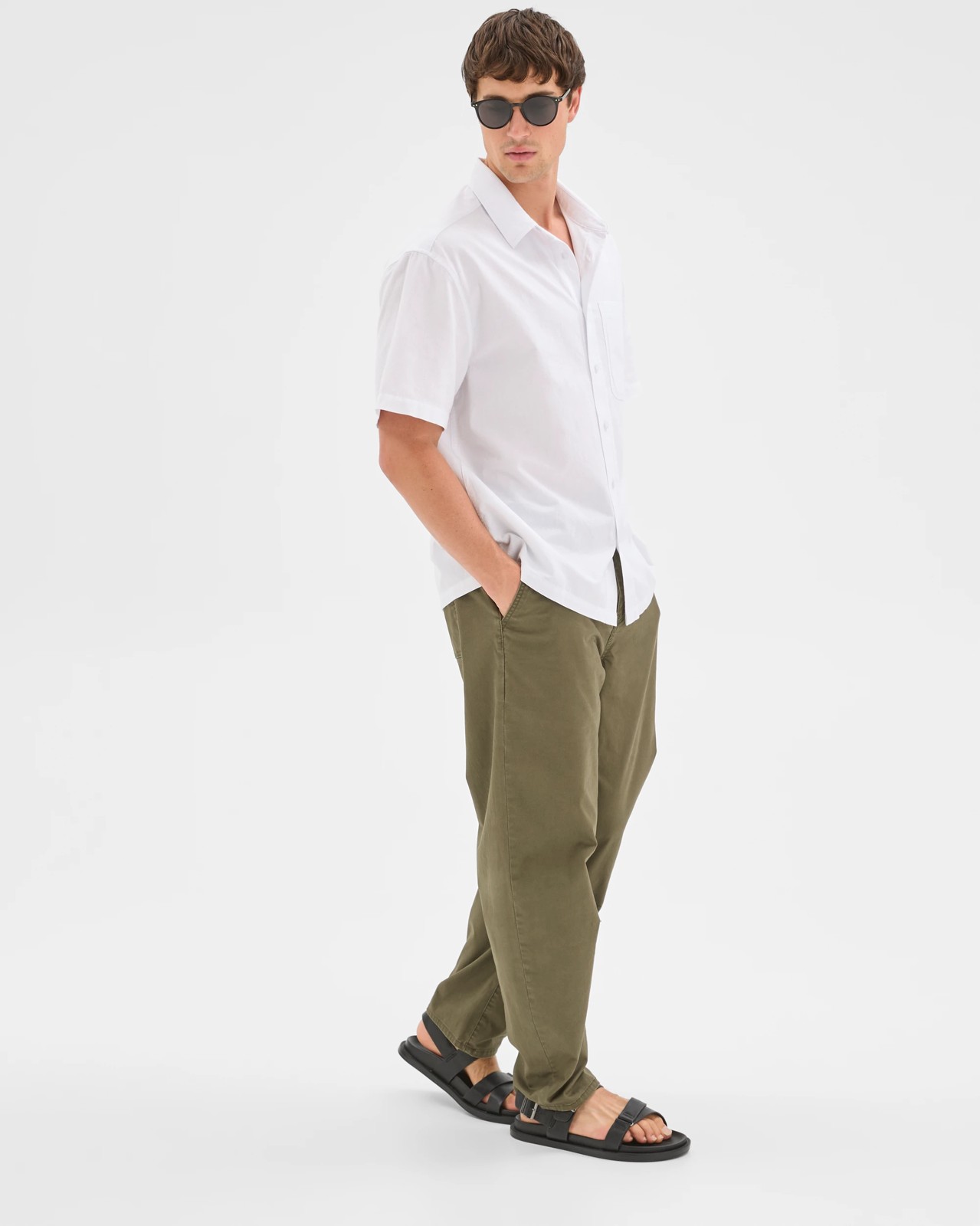 Commons Australian Cotton Plain Textured Boxy Fit Short Sleeve Shirt - Washed White 2 of 6