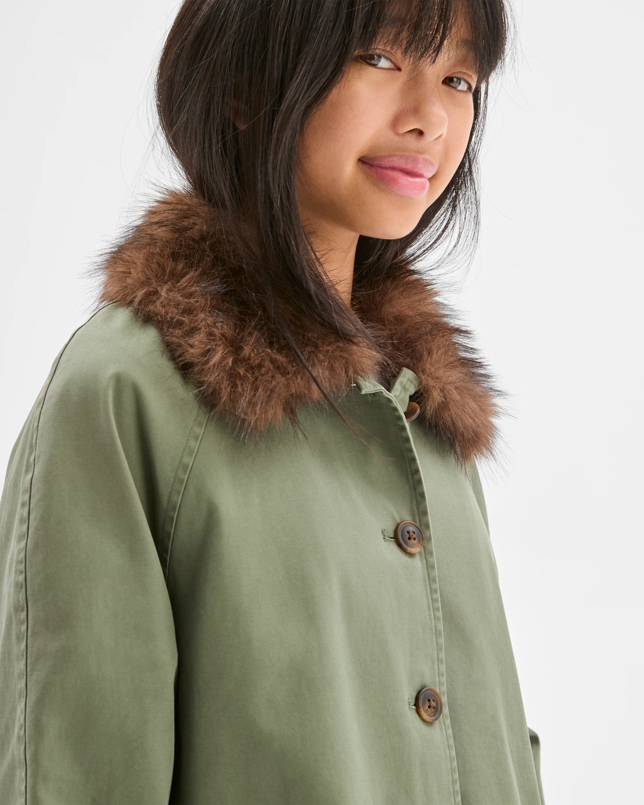 Australian Cotton Faux Fur Collar Long Car Coat 4 of 5