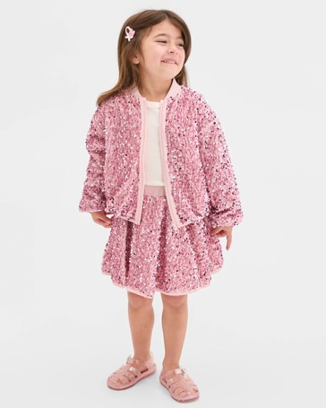 Sequin Long Sleeve Bomber Jacket