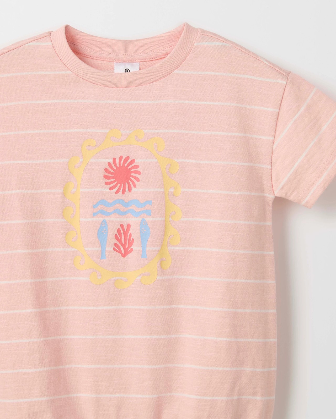 Baby Organic Cotton Slouchy Romper - Coral Pink Stripe 2 of 2