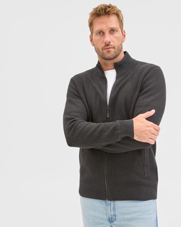 Australian Cotton Zip Through Knit Jumper
