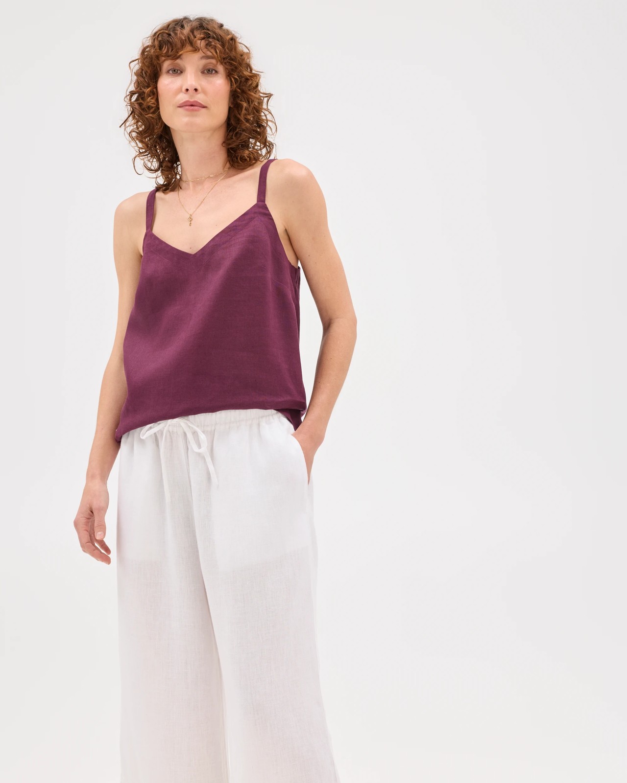 European Linen Cropped Pants - White 4 of 5