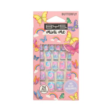 BYS 24 Pack Mini Me Press On Nails - Butterfly, Square Shape