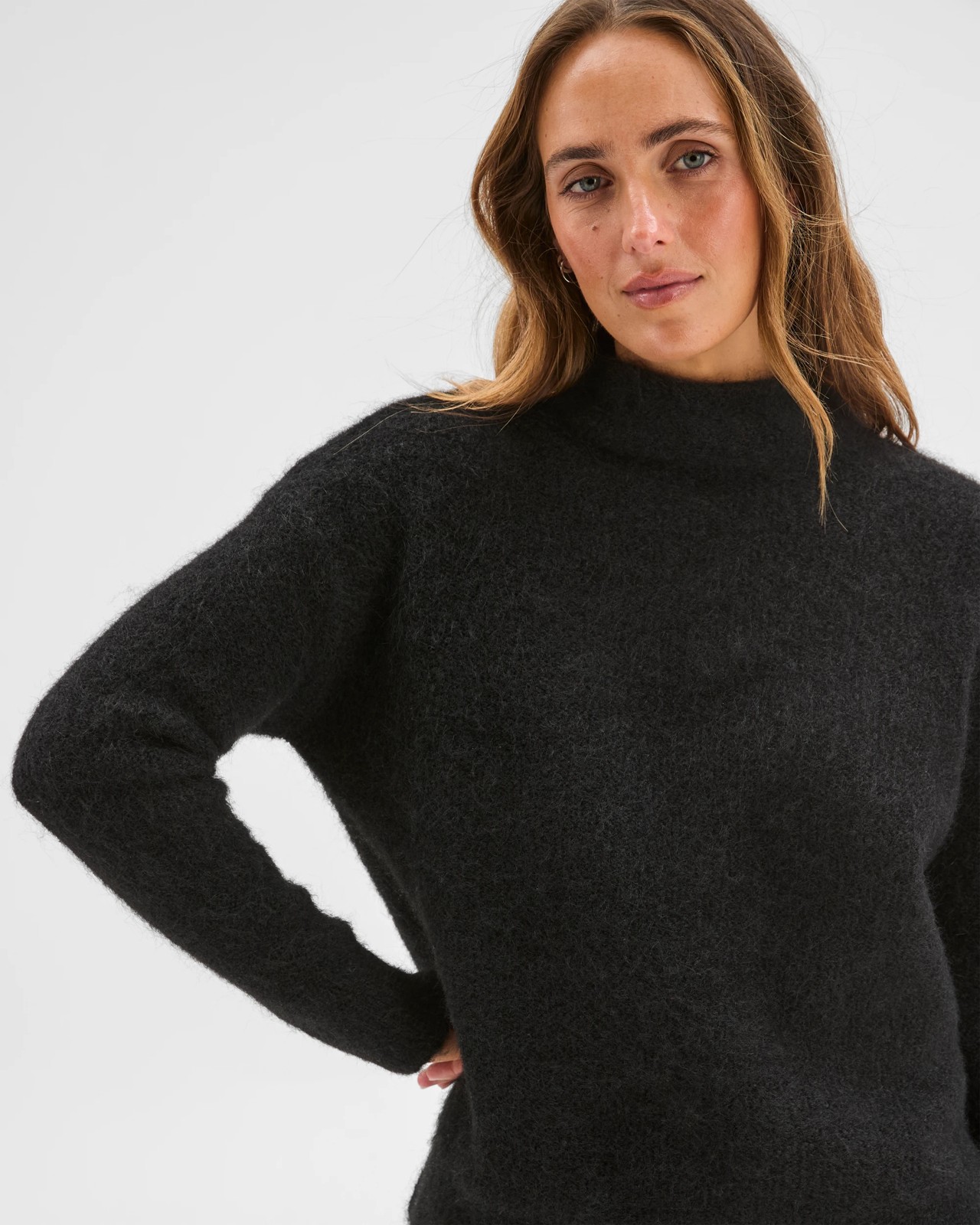 Preview Plush Mock Neck Jumper - Black 4 of 6