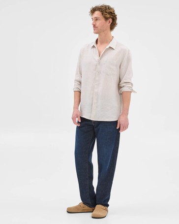 European Linen Long Sleeve Textured Shirt