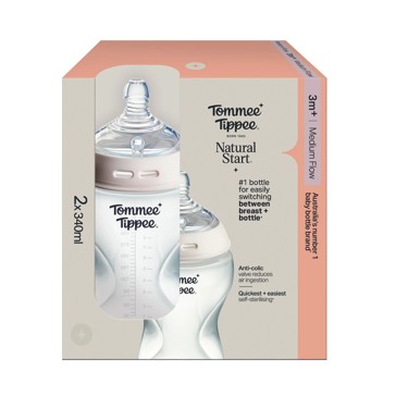 2 Pack Tommee Tippee Natural Start Baby Bottles