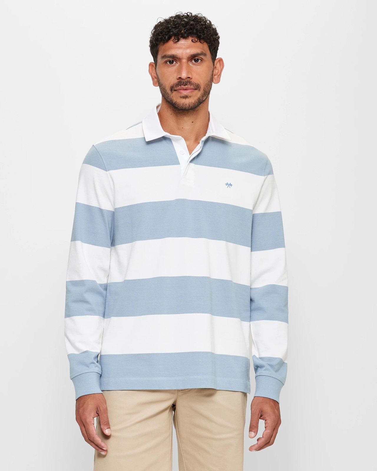 Blue and white outlet striped polo shirt