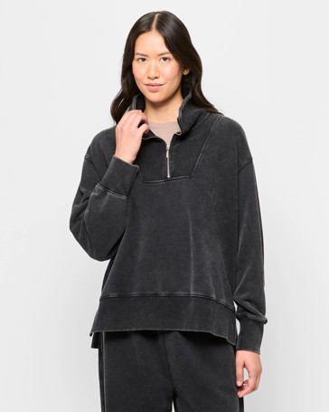 Australian Cotton Garment Dyed Half Zip Jumper