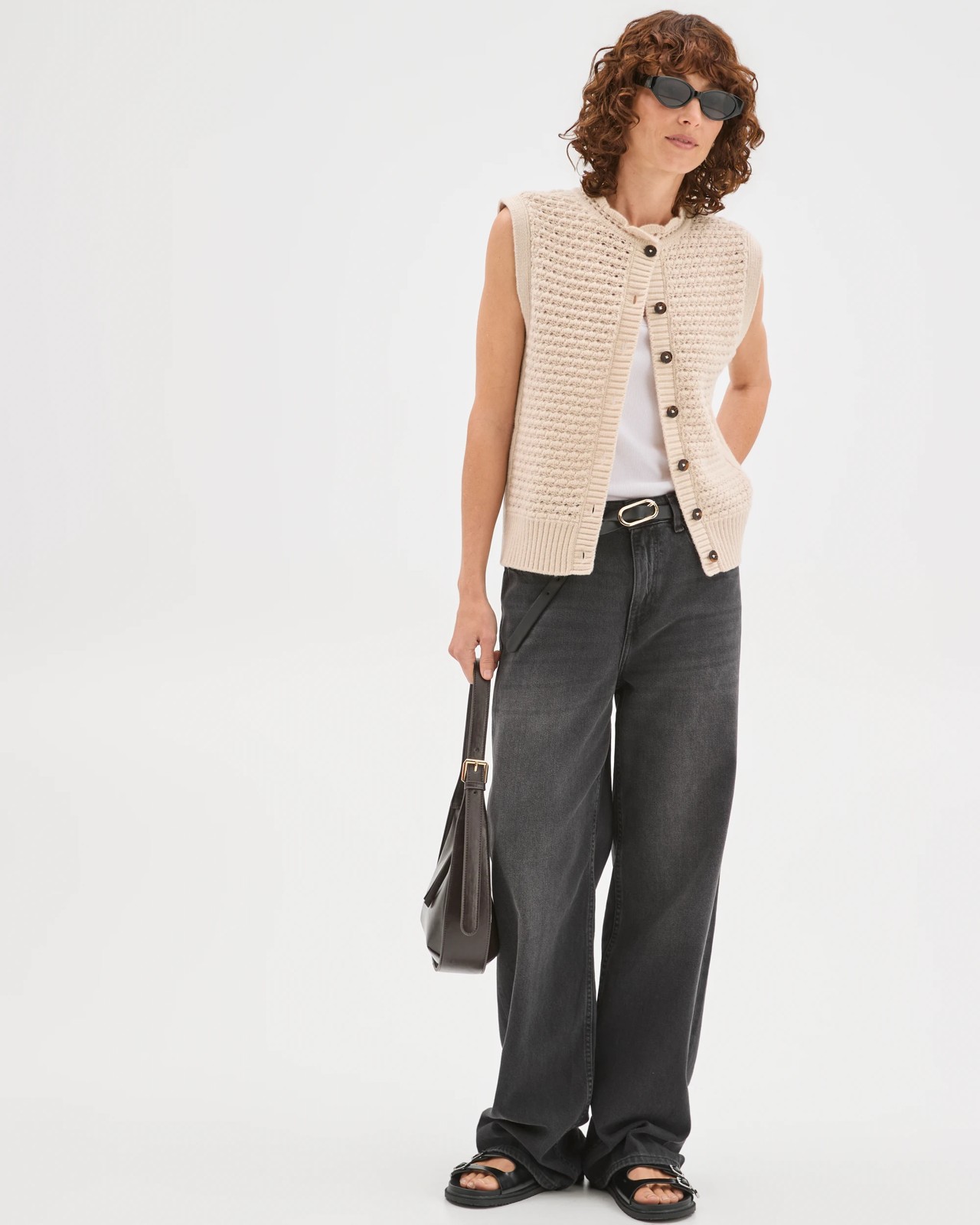 Basket Stitch Ruffle Neck Vest 3 of 5