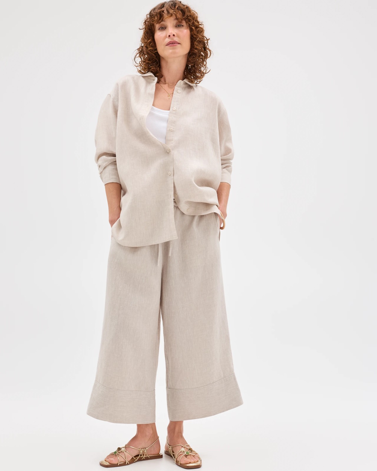 European Linen Long Sleeve Shirt - Flax 2 of 6