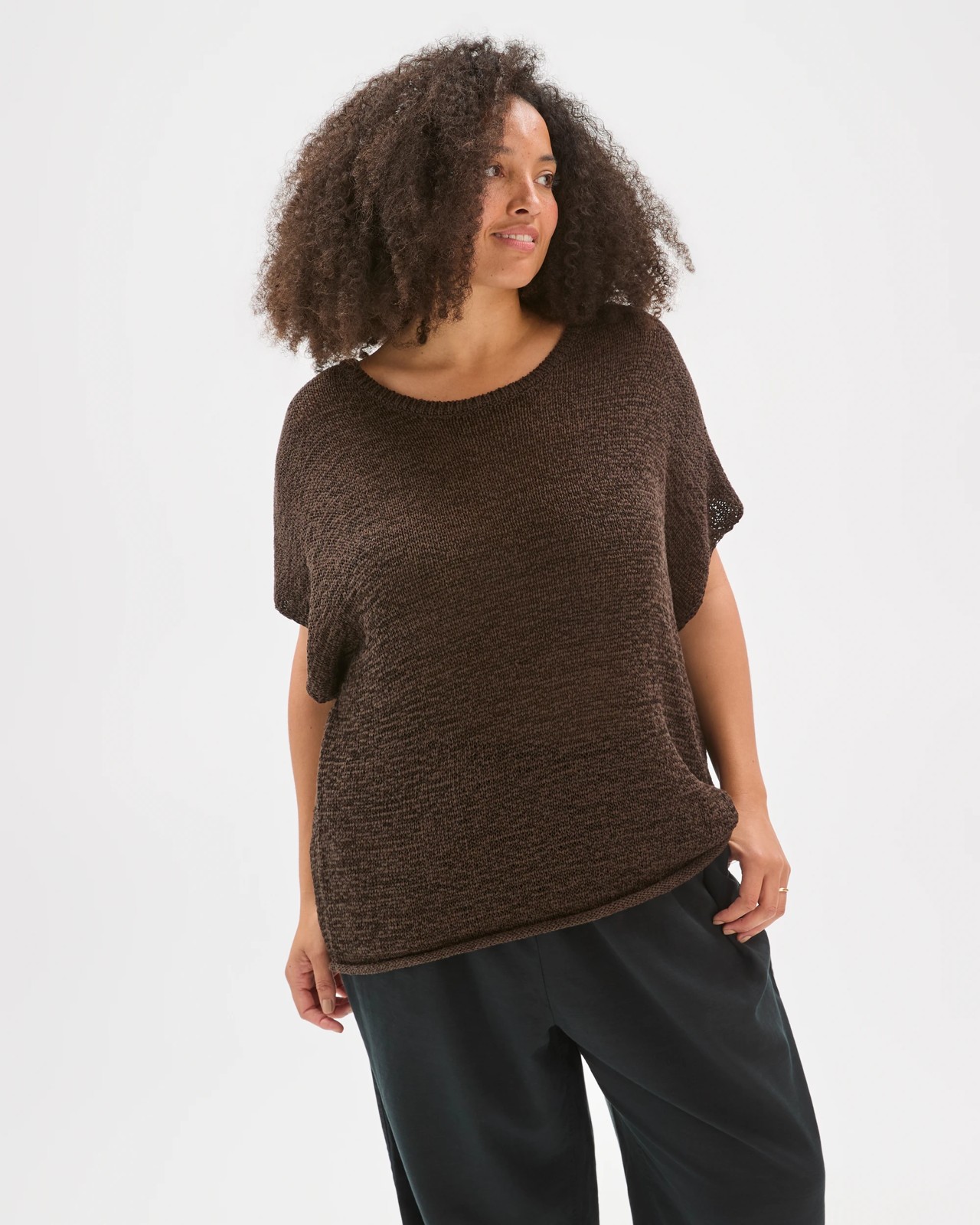 Plus Size Australian Cotton Blend Tape Yarn Knit T-Shirt 2 of 6