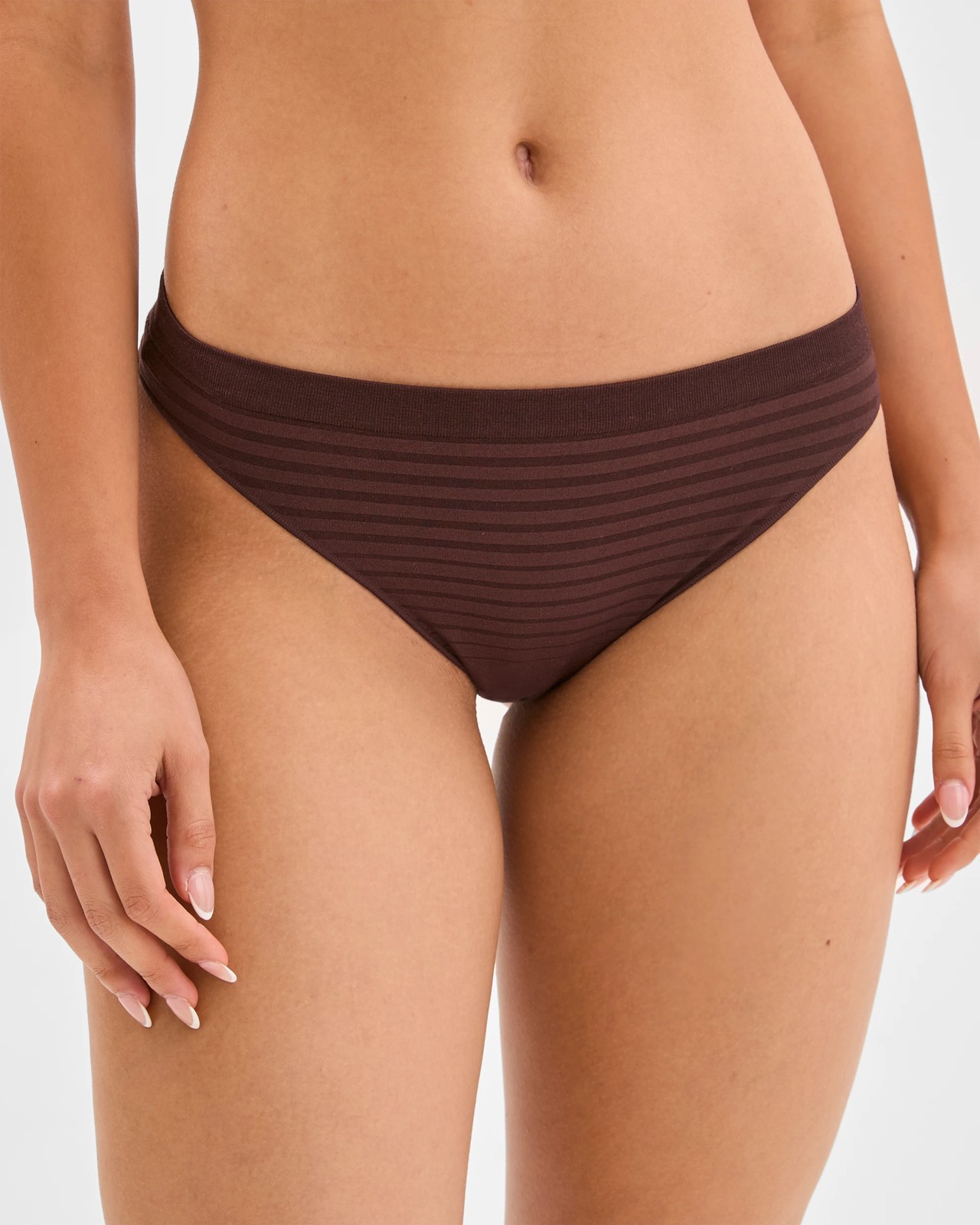 2 Pack Seamfree Matte and Shine G-String Briefs - Wine Truffle 2 of 3