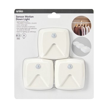 3 Pack Sensor Motion Down Lights - Anko