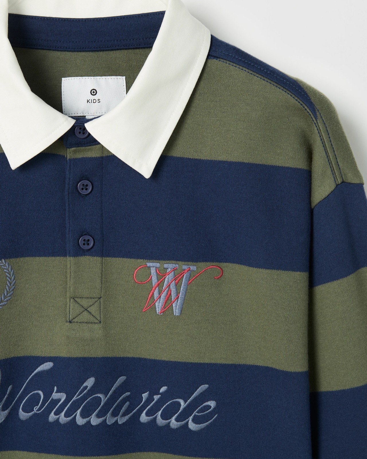 Australian Cotton Stripe Rugby T-Shirt - Gree/Navy 6 of 6