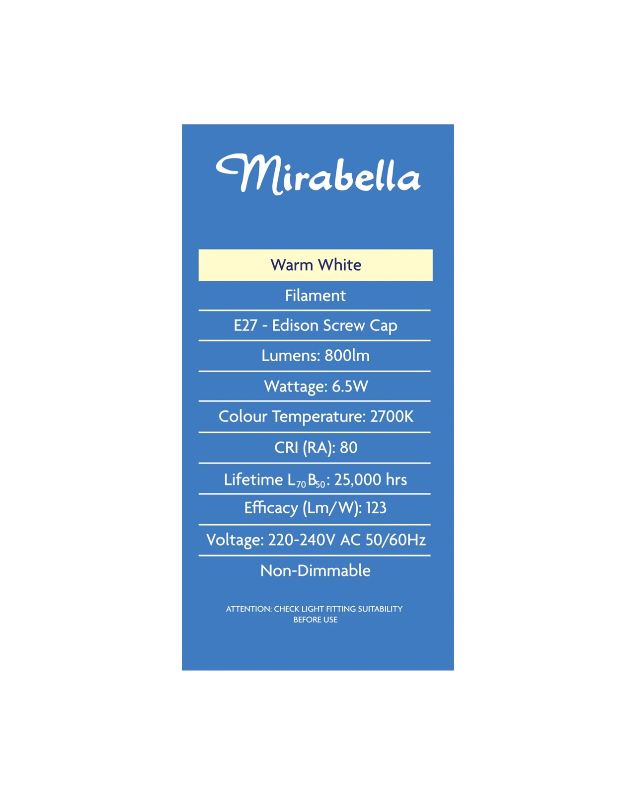 Mirabella E27 7W LED GLS Filament Bulb 3 of 6