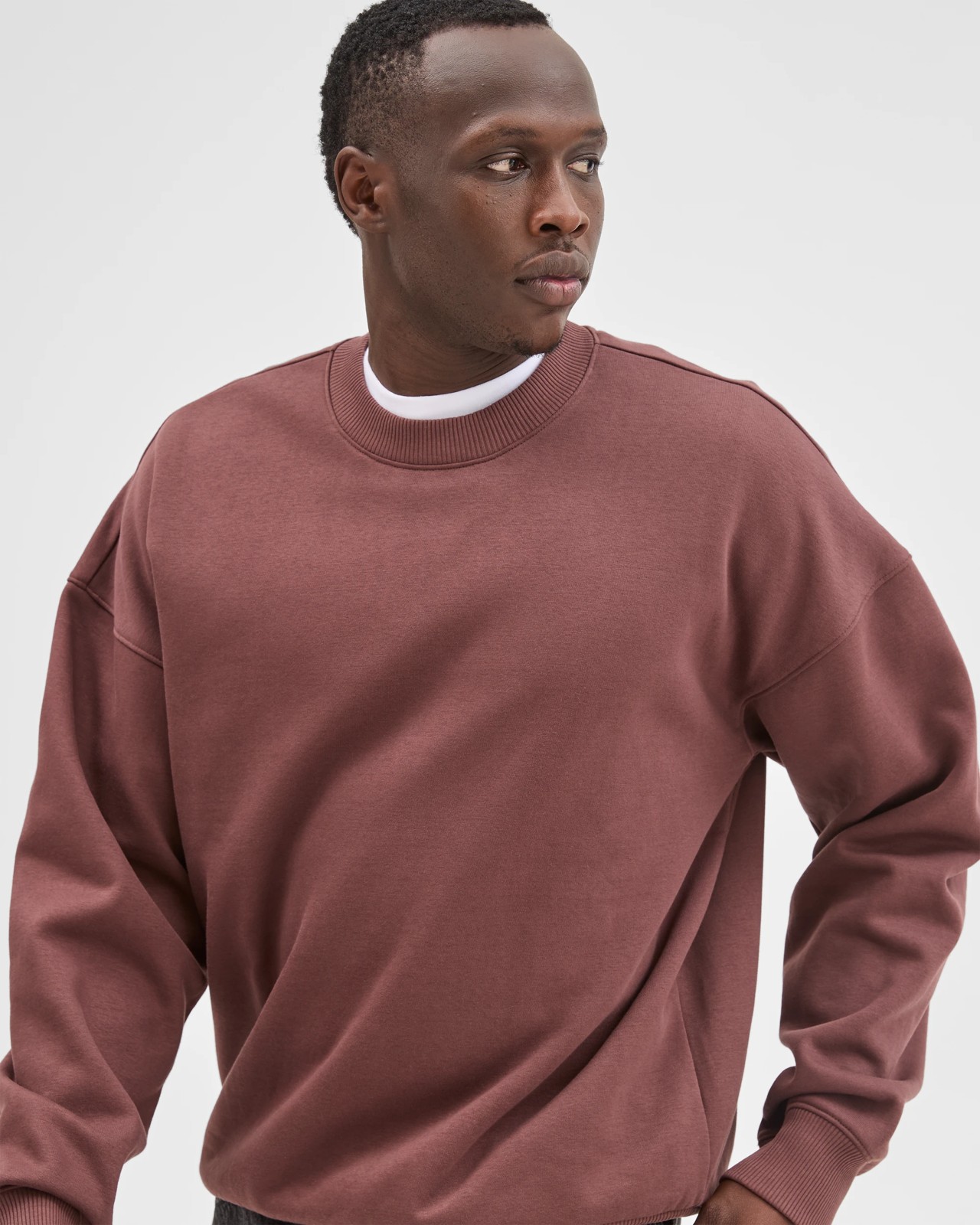 Commons Australian Cotton Blend Oversized Heavyweight Sweat Top - Burgundy 5 of 5
