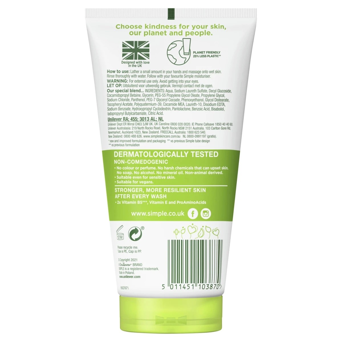 Simple Kind To Skin Moisturising Facial Wash 150mL 2 of 5