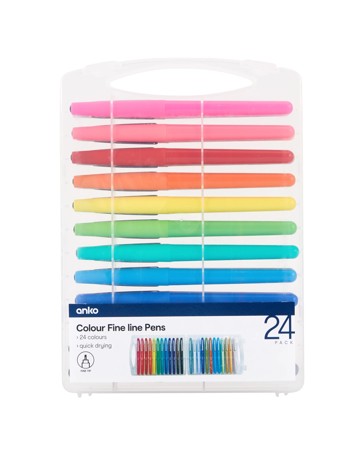 Anko 24 Pack Colour Fine Line Pens