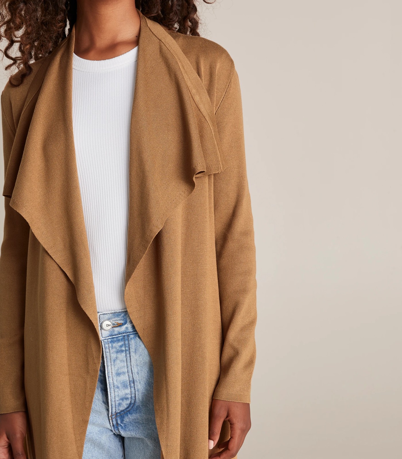 Camel shop waterfall cardigan