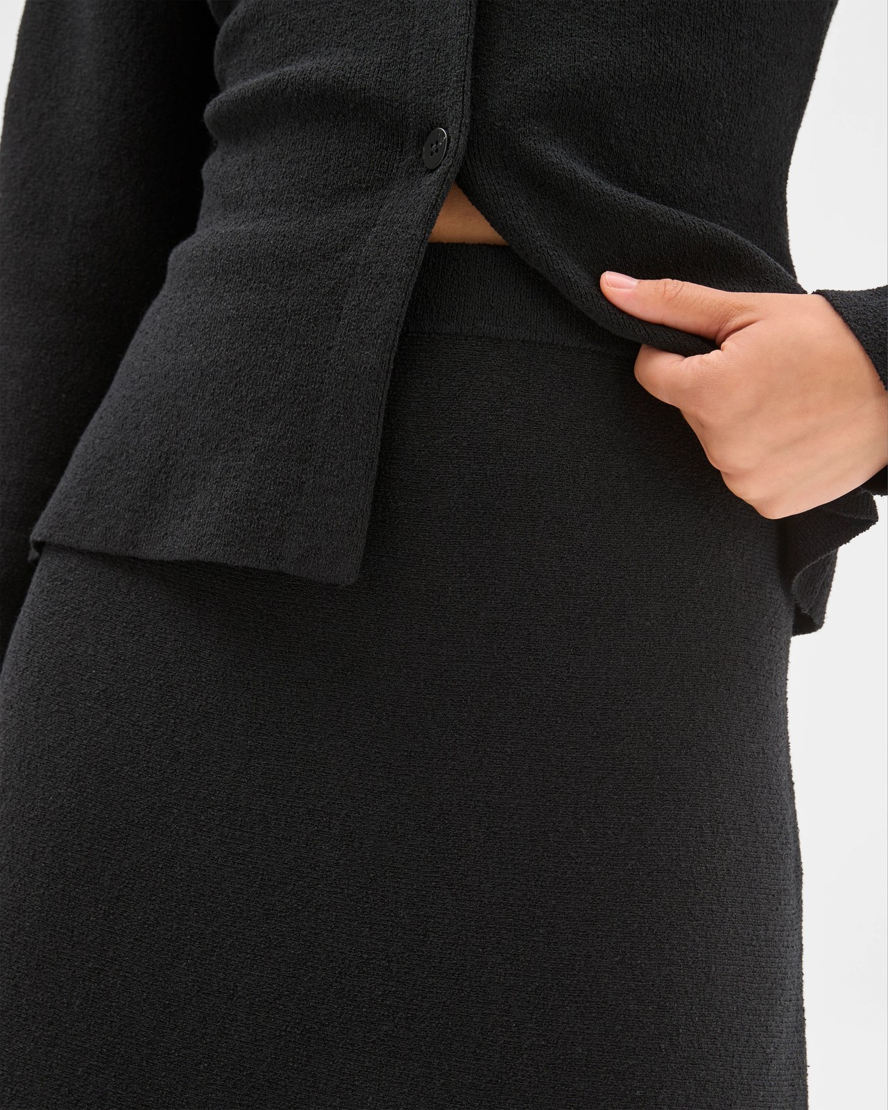 Preview Boucle Knit Midi Skirt - Black 5 of 6
