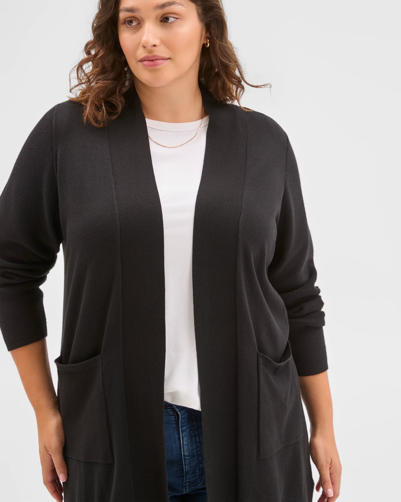 Curve Australian Cotton Blend Edge To Edge Longline Rib Cardigan 6 of 6