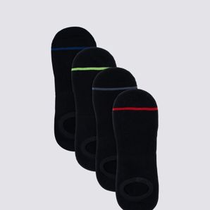 Underworks Mens 4 Pack No Show Cushioned Sneaker Sock - Black