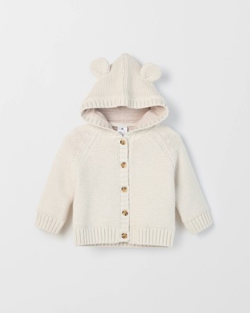 Baby Organic Cotton Hooded Knit Cardigan