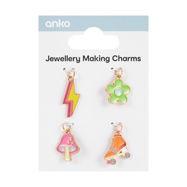 4 Piece Jewellery Making Charm, Retro - Anko