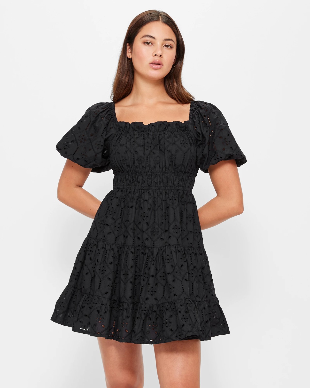 Embroidered Puff Sleeve Mini Dress - Lily Loves | Target Australia