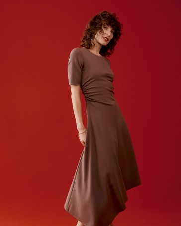 Ponte Asymmetrical Midi Dress - Preview