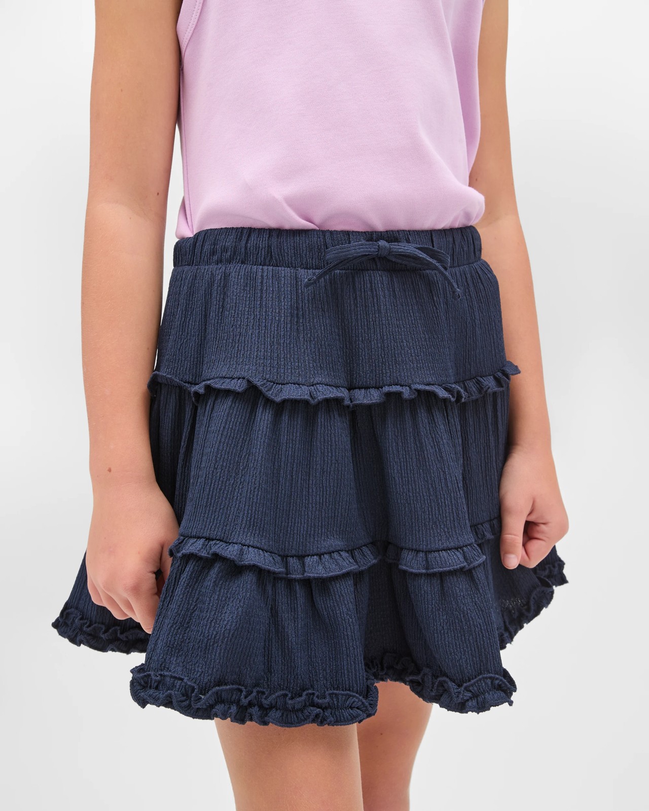 A-Line Short Length Textured Knit Skort - Navy 3 of 6