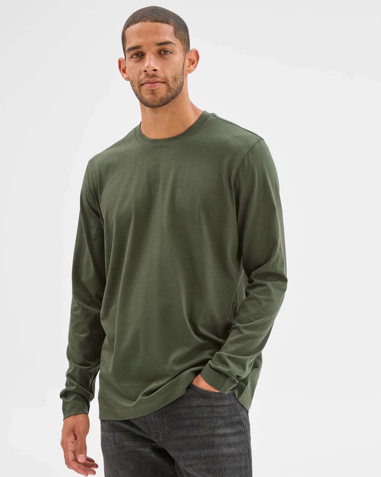 Australian Cotton Long Sleeve T-Shirt - Winter Green 3 of 5