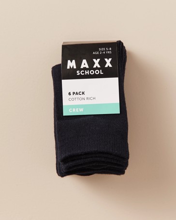6 Pack Maxx School Crew Socks