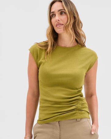 Australian Cotton Blend Soft Touch Front Gathered Seam T-Shirt