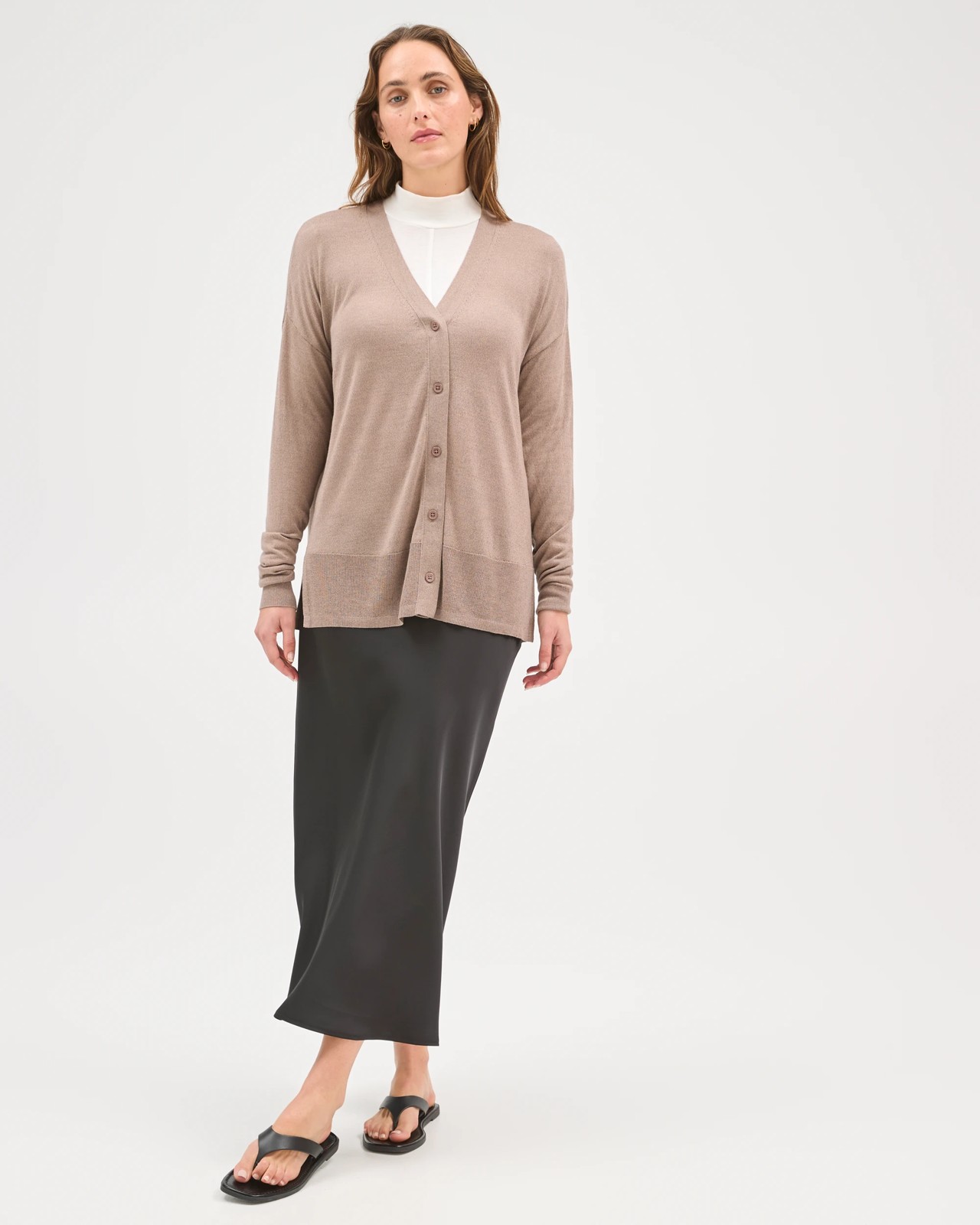 Preview Long Sleeve Boxy Cardigan - Parchment 2 of 6
