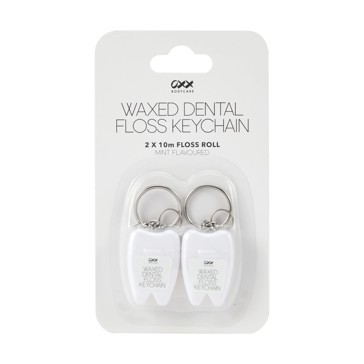 2 Pack Waxed Dental Floss Keychains, Mint Flavoured - OXX Bodycare