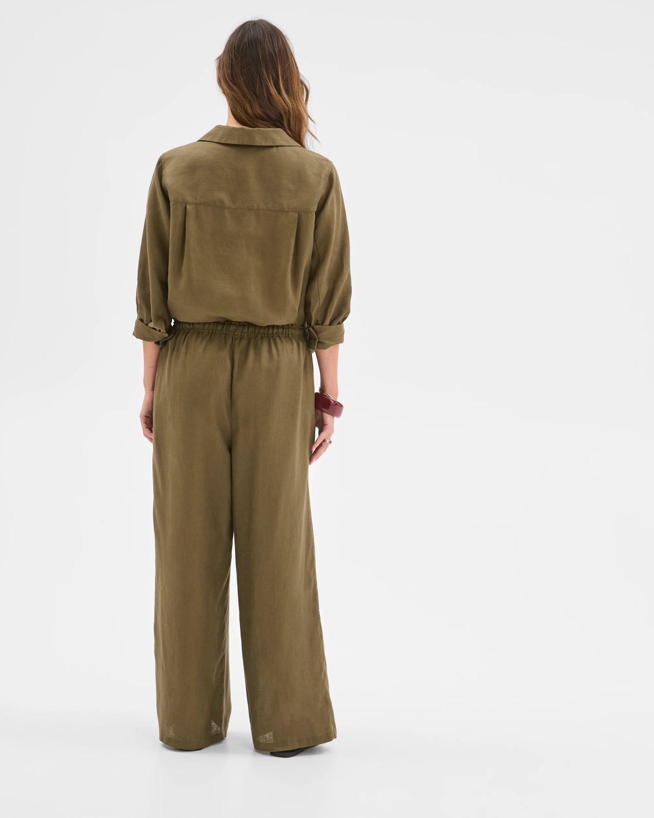 European Linen Wide Leg Pants - Dusty Moss 6 of 6