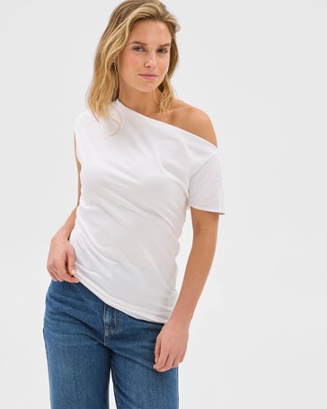 Australian Cotton Blend Slouchy Asymmetrical T-Shirt - Lily Loves